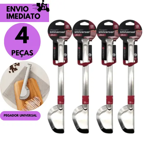 kits 4/3 ou 1 Pegador Universal Inox 20cm Multiuso Cozinha Salada Gelo Massa Churrasco Frios Resiste