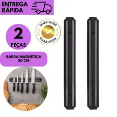 Kits 2 ou 1 Barra Magnética 50cm Porta Facas Utensílios Cozinha Suporte Parede Organizador Aço Forte
