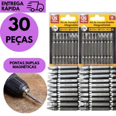 Kits 30/20 ou 10 Jogo De Bits Ponta Magnética Chaves Philips Fenda Aço Alta Qualidade Parafusadeira