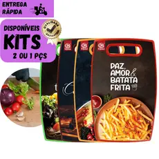 Kits 2 ou 1 Tábua de Corte Plástica Resistente Cozinha Carnes Legumes Alimentos – Uso Doméstico