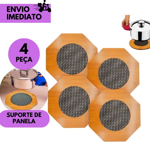 kits 4 ou 2 Descanso de Panela Octagonal Madeira Natural Suporte Decorativo Resistente para Mesa