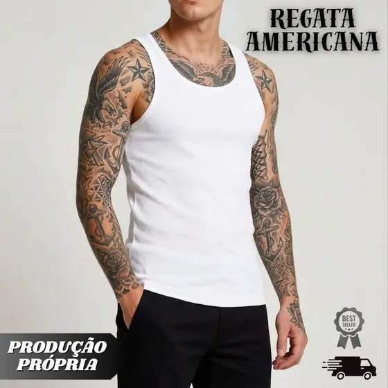 Kit 2 Regatas Masculina Canelada Americana Elastano Preta Branca Básica Slim Academia Treino Corrida