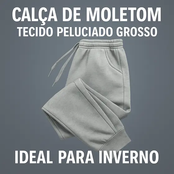 Calça De Moletom Unissex Tecido Peluciado Grosso Ideal Para Inverno