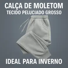 Calça De Moletom Unissex Tecido Peluciado Grosso Ideal Para Inverno