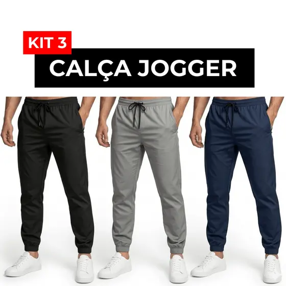 Kit Calça Jogger Esportiva Dry Fit com Elastano Masculina Tecido Tactel Leve Conforto e Estilo