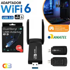 Adaptador Wi-Fi 6 USB 3.0 Dual Band 2.4G 1200Mbps com Antenas XK-N43-H
