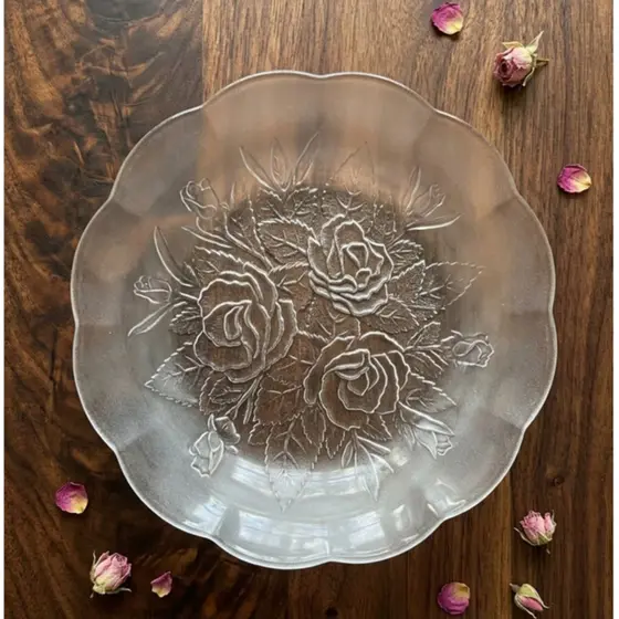 Conjunto 12 Pratos Fundo Transparente Rose 22cm Transparente Rose