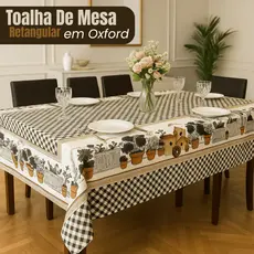 Toalha De Mesa Retangular Oxford Poliéster Lisa Estampada Lavável 4 6 8 10 12 Lugares Cozinha Jantar