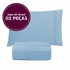 Kit Jogo de Lençol Solteiro 100% Algodão 2 Peças Percal 200Fios Com Ponto Palito Toque Macio Premium