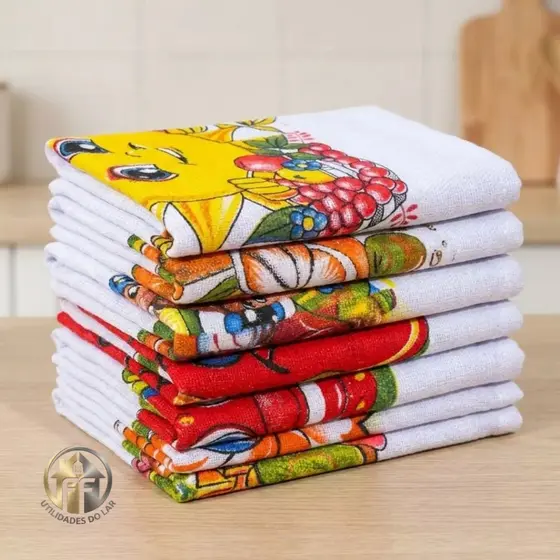 Pano de Prato Estampado 100% Algodão 45x75 Com Bainha Reforçada