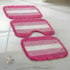 Kit Tapete Banheiro 3 Peças 100% Algodão Jogo Para Vaso e Piso