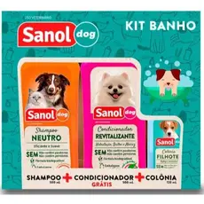 KIT BANHO SANOL DOG SHAMPOO + CONDICIONADOR + PERFUME - SHAMPOO DE CACHORRO