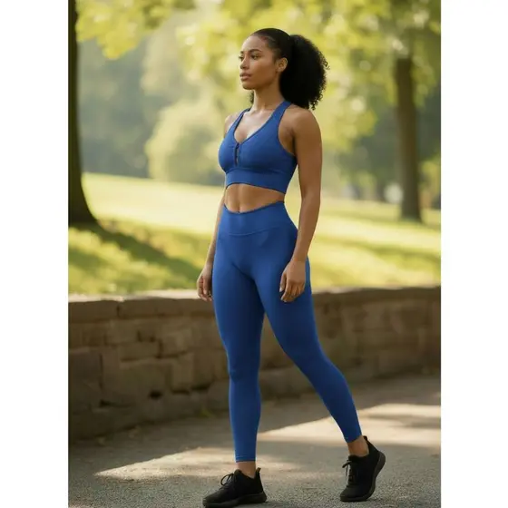 Conjunto Fitness Feminino Academia Calça Legging e Top Nadador