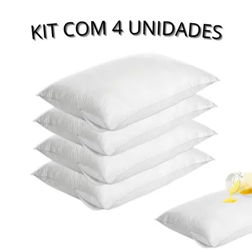 Protetor de Travesseiro Impermeável c/ Zíper — Kits com 2 a 16 Unidades Disponíveis