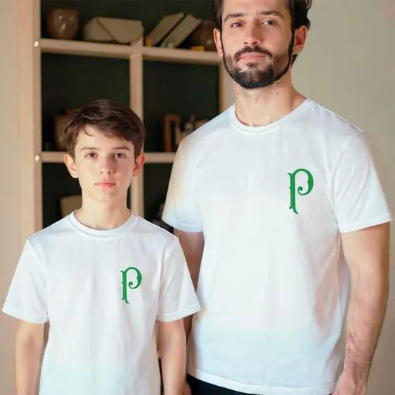 Kit 2 Camisetas Pai e Filho Estampa Futebol Palmeiras Verdão Camisa Dia Dos Pais 100% Algodão Premium Masculino Feminino