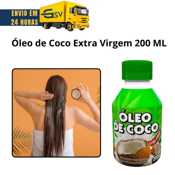 Óleo De Coco Extra Virgem 200 ML - Oleo de coco extra virgem puro 200 ml