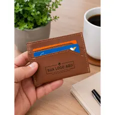Porta Cartão Couro Minimalista Personalizado Nome Carteira Masculina Slim - Feminino