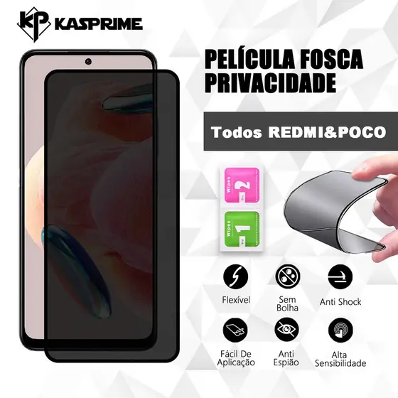 Película Fosca Privacidade para Xiaomi Redmi 15C 14C 13C 12C 10C 10A 9C 9A Note 14 13 12 11 POCO X7 X6 X5.