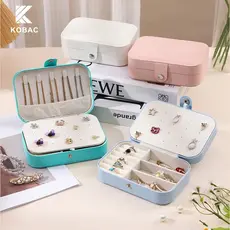 Velours Double Trunk Maleta Jewelry Organizer Travel Medium Box Estojos Duplos Porta Joias Viagem Mediana Caixa