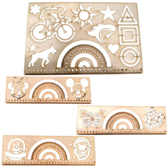 Régua Escolar MDF Decorativa Com Transferidor - Modelos Criativos Infantil e Floral