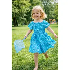 Vestido Floral Rodado para Menina com Elastico na Cintura e Babado.