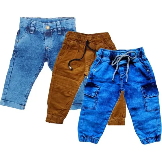 Kit com 3 Calça Bebe Infantil tamanhos 1, 2 e 3.