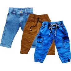 Kit com 3 Calça Bebe Infantil tamanhos 1, 2 e 3.