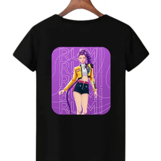 Camiseta Blusa Infantil Rumi Guerreiras K-Pop Algodão Premium