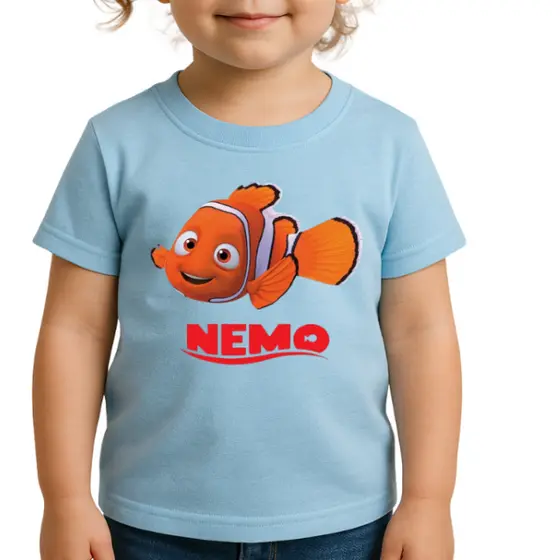 Camiseta Infantil Blusa Nemo Menino e Menina Algodão Varias Cores