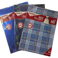 Pacote Saco de Presente Cromus Tons Azul- 50 Unidades | Tamanho M3 25cm X 37cm