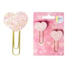Clips meu Coração Rosa com 2 unidades Papelaria Fofa