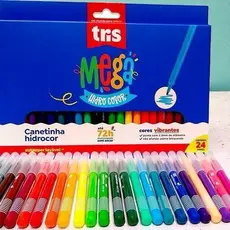 Canetinha Hidrocolor Mega Tris – Com 12 ou 24 Cores | Super Lavável Pintura Divertida | Ideal para livro de colorir