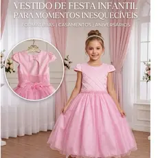 Vestido Infantil de Festa Princesa – Tamanho 8 SEMI NOVO