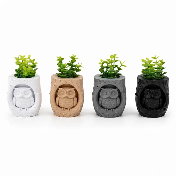 Mini Vaso Coruja Estilo Rústico | Decoração Criativa em Impressão 3D