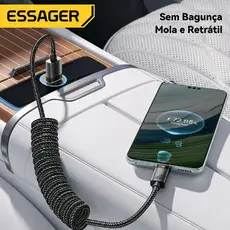 Cabo USB-C Turbo 100W/88W Essager 7A — Carregamento Ultra Rápido para Huawei, Honor, Samsung e Mais