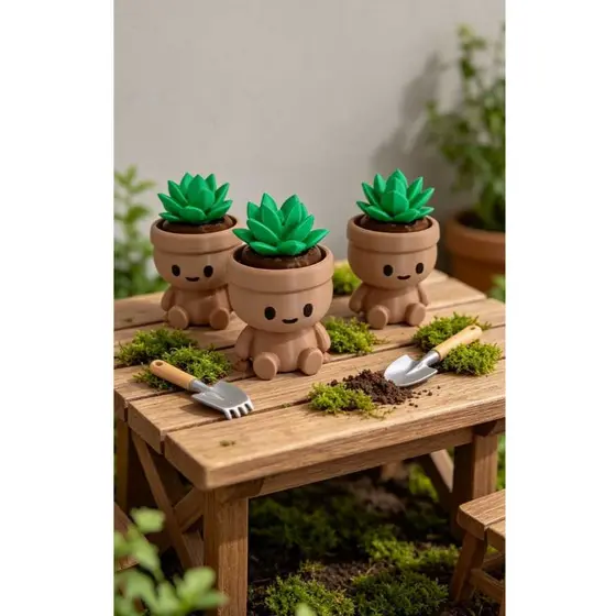 Kit com 3 Vasinhos Decorativos Bonequinho para Suculentas | Decoração Criativa