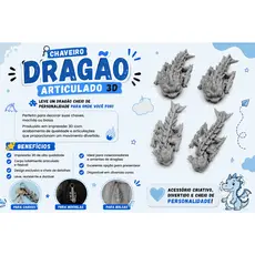 Chaveiro Dragão Articulado 3D – Impressão 3D | Mini Dragão Flexível e Colecionável