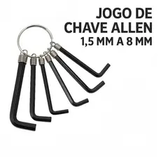 Chave de Aperto Allen L C/ 8 Peças 1,5mm a 8mm Aço Carbono