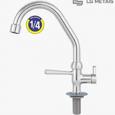 Torneira Bica Móvel De Cozinha bancada Alavanca 1/4 Inox Acabamento Cromada Cor Prateado
