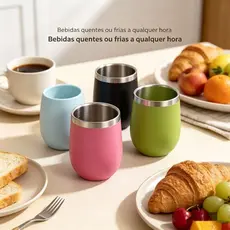 Ovo copo termico com tampa Acrilica Em inox 360ml mini sy-001