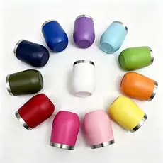 Kit Com 10 Ovo Copos Térmico 360ML Em Inox Com Tampa Acrílica Varias Cores