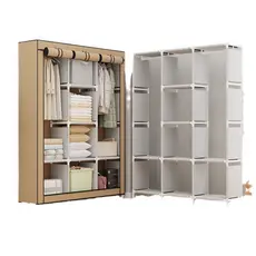 Guarda Roupa Dobrável Organizador De Roupas Portátil com Ziper Armário de Roupa Multifuncional