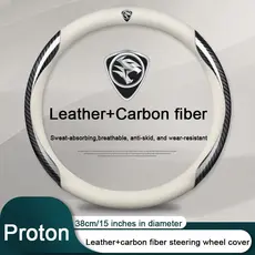 Capa de volante de couro com fibra de carbono para carro, adequada para volante de 38cm, capa protetora antiderrapante p