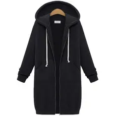 Outono inverno feminino com capuz manga comprida moletom de comprimento médio camisa de lã casaco longo
