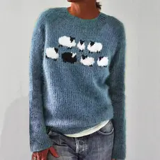 Nova camisola feminina venda quente em torno do pescoço cor-bloqueio solto moda pulôver Sw
