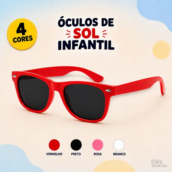 Óculos de Sol Infantil Estilos Unissex Diversas Cores com Proteção | 100% Qualidade |