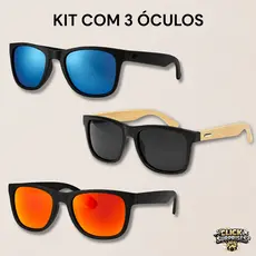 Kit 3 ou 2 Óculos de Sol Estilo Bambu e Justin Quadradinho Acetato UNISSEX Diversas Cores