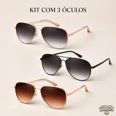 Kit 3 ou 2 Óculos Aviador De Sol Clássico Unissex e Estiloso. | 100% Qualidade