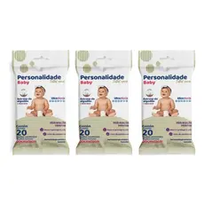 Kit 3 Pcts Toalha Umedecida Personalidade Pocket 20 Un