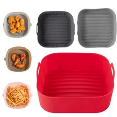 Forma De Silicone Air Fryer Antiaderente Cesto Silicone Fritadeira Elétrica Quadrado